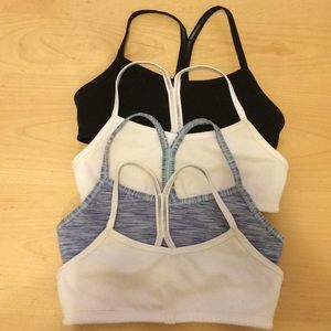 Lululemon Girl bras bundle 1 black , white, 1 blue